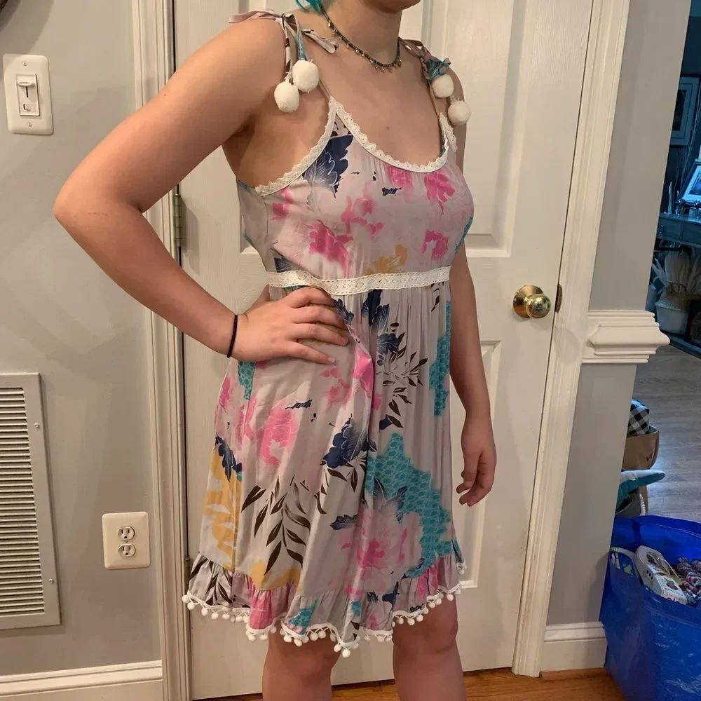 Ocean Drive Open Back Pom Pom Dress sz M NWT XS